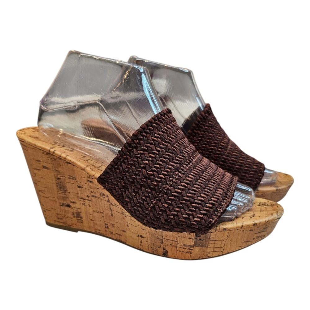 Montego Bay Club Summer Woven Wedge Sandals Faux Cork Size 9